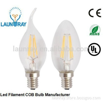 E12 E14 E27 2W 4W LED Filament Candle Tail Bulb Dimmable Light with UL listed